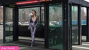 Intense masturbation with big ass flashing on way home