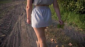 Hidden camera captures woman showing her ass in a miniskirt outside