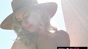 Watch Katie Jean Strip And Cool Her Body Outdoors!