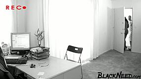 Interracial Sex Video Featuring Busty Ebony Worker Taking Big Monster Cock