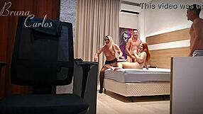 Petite girl gets excited and joins group sex orgy