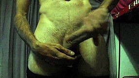 the mature man strokes his big cock and cums nicely