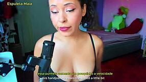 Beautiful Brazilian Espuleta Maia in lingerie guides solo masturbation with dirty talk and roleplay