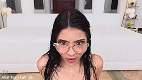 Skinny blonde gets double penetration and facial on camera