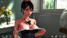3D animated hentai with big boobed Asian babe giving blow job