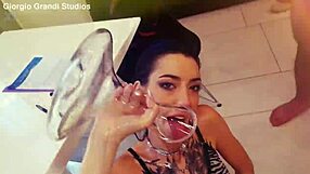Skinny teen gets rough anal sex in group gangbang scene