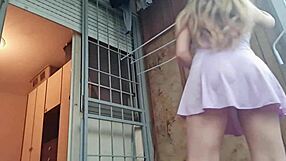 Blonde latina masturbating on the balcony with big ass