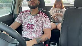 Mexican Babe Strokes Taxista in Public Street with Her Skilled Hands