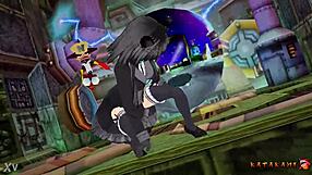 Yukari Katsubari in stockings undresses during bossfight