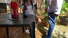 old man of 60 fucks latina girl in public bar