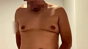 Single man, bare naked, pleasuring himself at home