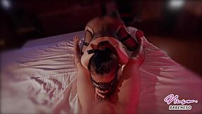 Babe in black bodystockings sucks and rides, getting a creampie in doggy! 😏