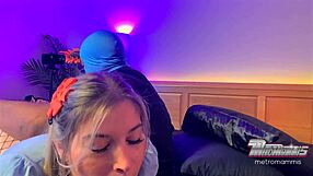 A cosplay babe gets flogged and then gives a blowjob with oral sex