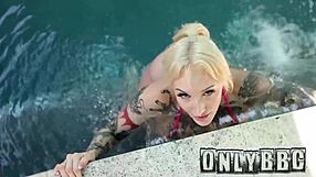 Tatted blonde oiled and fucked by bbc