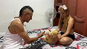 Intriguing stepbrother teaches stepsister naughty games, ends in wild riding