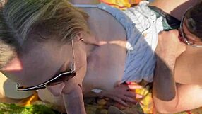 Wife gets a hot public creampie from her friend