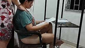 Helping my step-sis with homework for some bathroom fun