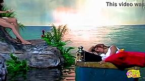 Beautiful brunette in costume enjoys her tight pussy getting fucked by a big toy