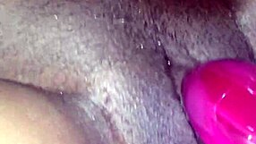 ex ebony girlfriend plays with vibrator and sucks my cock close up