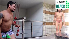 Wild party in hot tub with sexy ebony babes getting pounded