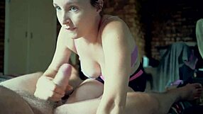 Beautiful brunette gives a slow and very hot blowjob with a nice facial at the end