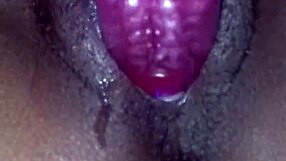 ex ebony girlfriend plays with vibrator and sucks my cock close up