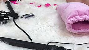 I rubbed her down with oil, then slammed her pussy and asshole with a glass dildo!