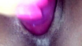 ex ebony girlfriend plays with vibrator and sucks my cock close up