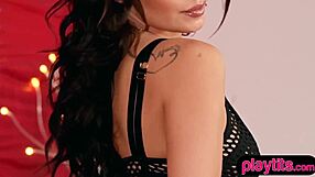 Beautiful brunette Shelly Lee undresses in private striptease session