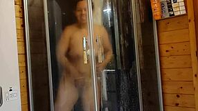 preview of steamy 4k shower scene in european log cabin