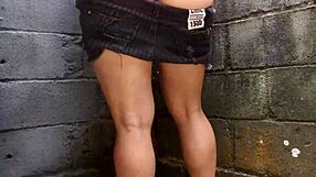 Cute girl in panties playing in backyard shocked colleagues