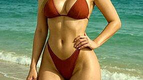 why is this hot blonde babe teasing everyone at the beach?