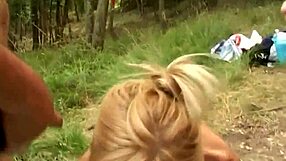 She Moaned Two Cocks to Fuck Her Pussy Outdoors