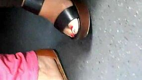 Mature Feet In Wedges And Sandals Candid