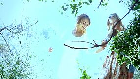 Shaved Hairless Teens Scarlet Red and Blake Eden in POV Lesbian Heels Scene