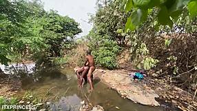 Fat Asian Babe Bent Over for Big Black Cock Spreading