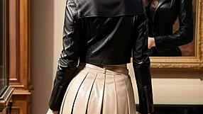 Art lessons turned into a leather skirt fantasy... unreal! 😍