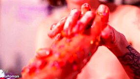 Making her feel the thrill of messy feet action