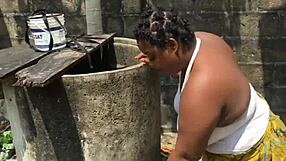 The alpha-baddie guy has sex with a girl by the fountain