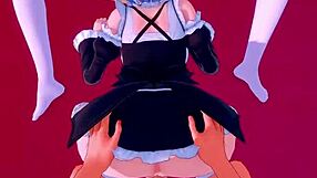 Emilia Fucks Rem and Ram after sucking his cock - Re:zero Hentai