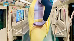 Indian Stepmother Strips Bare in Metro with Big Tits. Shocking Amateur Scene!