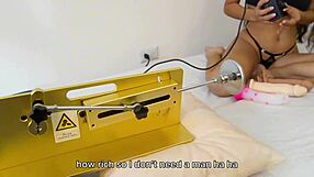 Why are these two horny sluts playing with a new fuck machine?