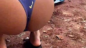 man, this cute brazilian brunette just left school and got wild with a construction worker outdoors