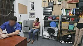 Girl with a bob gets hard sex at work