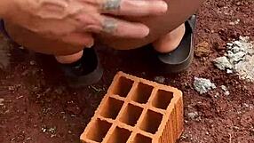 man, this cute brazilian brunette just left school and got wild with a construction worker outdoors