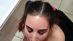 Pissing on Feet in Toilet Before Foot Job and Suck