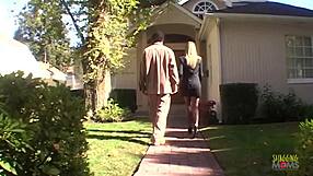 Sexy blonde rides big black cock in lingerie