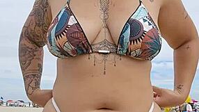 Flashing Panties at Beach for Attention