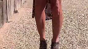 Staci Onit in leopard outfit during public crossdressing romp