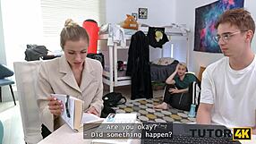 Tutor4k slutty tutor enjoys two hard cocks during private lesson